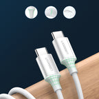 Ugreen US264 60518 USB-C / USB-C PD QC AFC laidas 1 m - baltas -- Cell phone cables