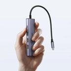 HUB Ugreen CM511 15597 5in1 USB-C - USB-C PD / HDMI / 3x USB-A 3.0 - pilkas -- USB Hubs