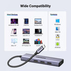 HUB Ugreen CM511 15597 5in1 USB-C - USB-C PD / HDMI / 3x USB-A 3.0 - pilkas -- USB Hubs