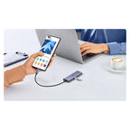HUB Ugreen CM511 20956A 6in1 USB-C - HDMI / 3x USB-A 3.0 / SD/TF kortelių skaitytuvas - pilkas -- USB Hubs