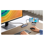HUB Ugreen CM511 20956A 6in1 USB-C - HDMI / 3x USB-A 3.0 / SD/TF kortelių skaitytuvas - pilkas -- USB Hubs