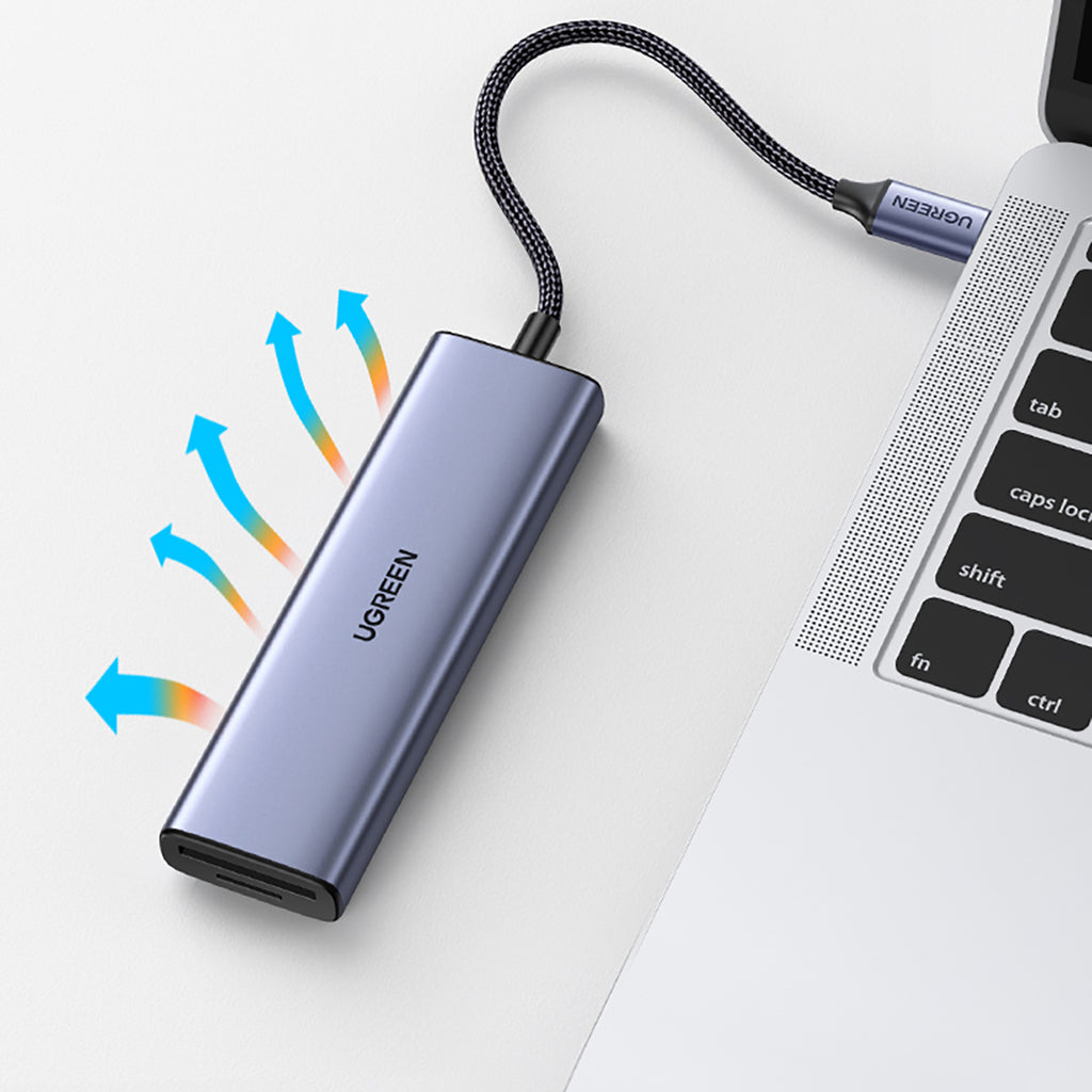 HUB Ugreen CM511 20956A 6in1 USB-C - HDMI / 3x USB-A 3.0 / SD/TF kortelių skaitytuvas - pilkas -- USB Hubs