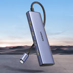 HUB Ugreen CM511 20956A 6in1 USB-C - HDMI / 3x USB-A 3.0 / SD/TF kortelių skaitytuvas - pilkas -- USB Hubs
