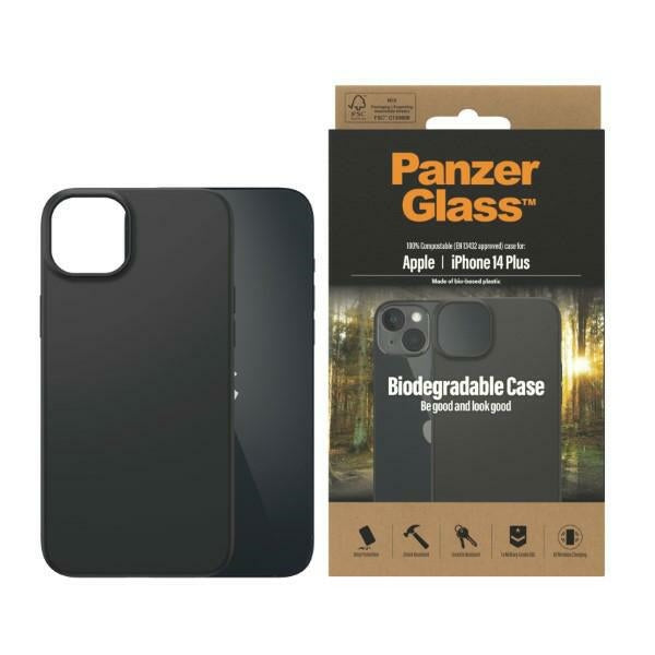 PanzerGlass biologiškai suyrantis dėklas iPhone 14 Plus/15 Plus – juodas