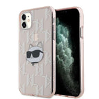 Karl Lagerfeld IML Choupette Head & Monogram dėklas, skirtas iPhone 11 / Xr - rožinis -- iPhone 11 / iPhone XR