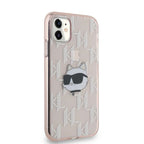 Karl Lagerfeld IML Choupette Head & Monogram dėklas, skirtas iPhone 11 / Xr - rožinis -- iPhone 11 / iPhone XR