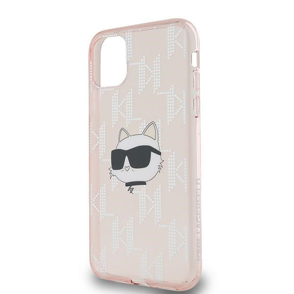 Karl Lagerfeld IML Choupette Head & Monogram dėklas, skirtas iPhone 11 / Xr - rožinis -- iPhone 11 / iPhone XR