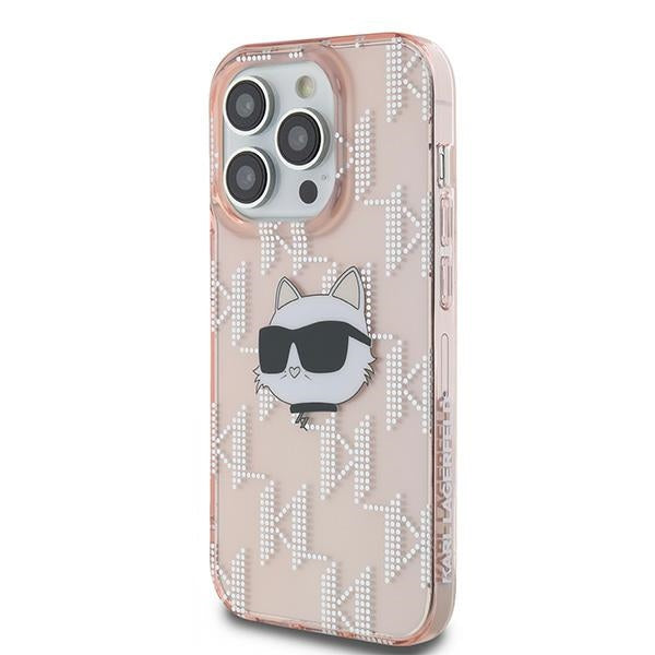 Karl Lagerfeld IML Choupette Head & Monogram dėklas, skirtas iPhone 13 Pro / 13 - rožinė