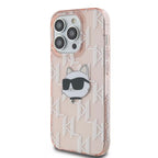 Karl Lagerfeld IML Choupette Head & Monogram dėklas, skirtas iPhone 13 Pro Max - rožinis
