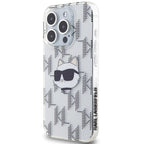 Karl Lagerfeld IML Choupette Head & Monogram dėklas, skirtas iPhone 15 Pro - skaidrus
