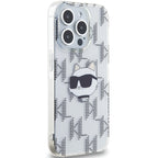 Karl Lagerfeld IML Choupette Head & Monogram dėklas, skirtas iPhone 15 Pro - skaidrus