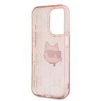 Karl Lagerfeld IML Choupette Head & Monogram dėklas, skirtas iPhone 15 Pro Max - rožinis
