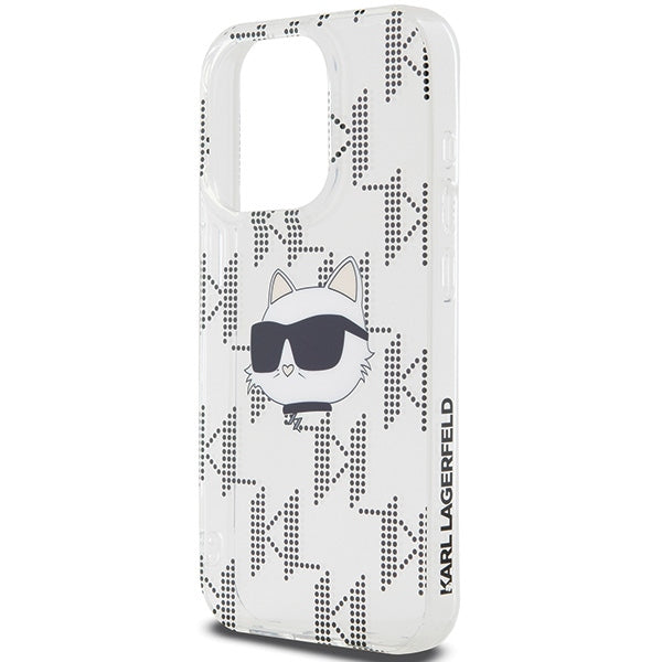 Karl Lagerfeld IML Choupette Head & Monogram dėklas, skirtas iPhone 15 Pro Max - skaidrus
