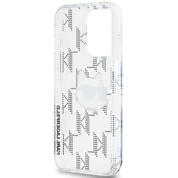 Karl Lagerfeld IML Choupette Head & Monogram dėklas, skirtas iPhone 15 Pro Max - skaidrus