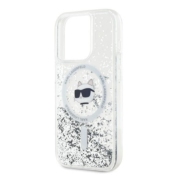 Karl Lagerfeld Liquid Glitter Choupette Head MagSafe dėklas, skirtas iPhone 13 Pro / 13 - skaidrus