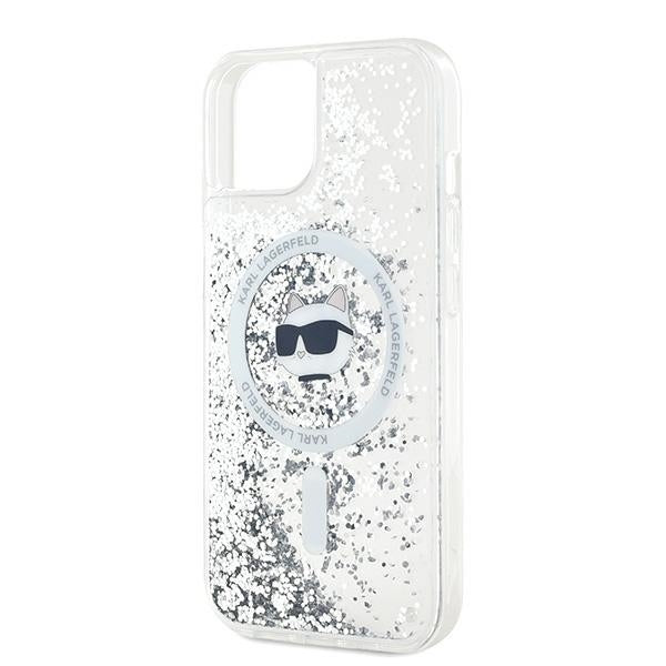 Karl Lagerfeld Liquid Glitter Choupette Head MagSafe dėklas iPhone 13 - skaidrus