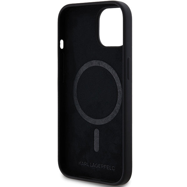 Karl Lagerfeld MagSafe dėklas iPhone 15 Plus/14 Plus – juodas