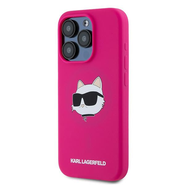 Karl Lagerfeld silikoninis MagSafe dėklas iPhone 15 Pro Max – rožinis