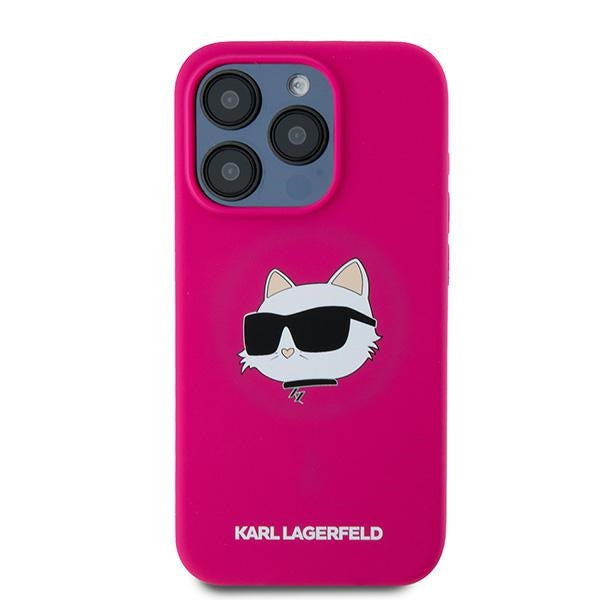 Karl Lagerfeld silikoninis MagSafe dėklas iPhone 15 Pro Max – rožinis