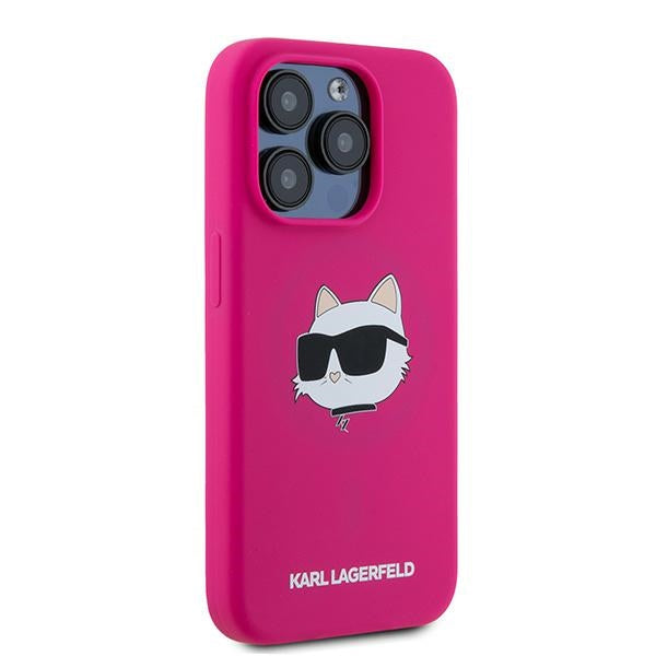 Karl Lagerfeld silikoninis MagSafe dėklas iPhone 15 Pro Max – rožinis