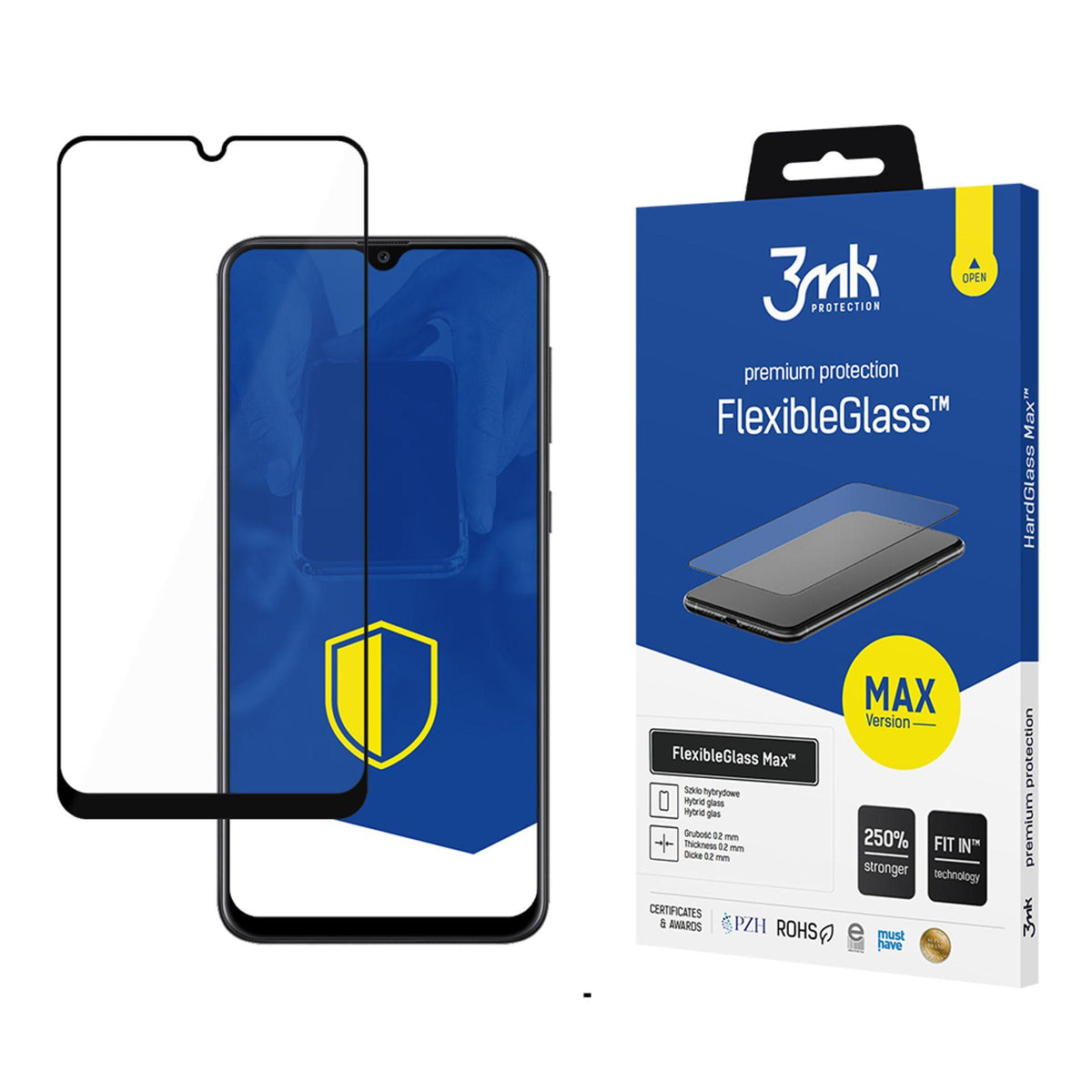 Hibridinis stiklas 3mk FlexibleGlass Max™, skirtas Samsung Galaxy A50 -- Samsung Galaxy A50