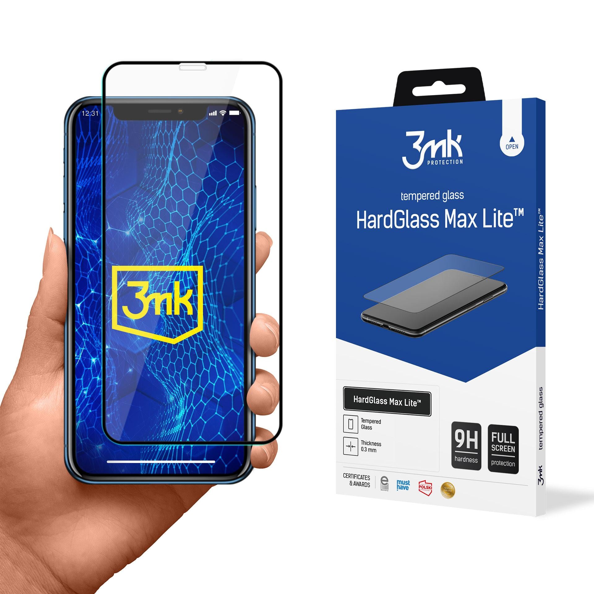 Grūdintas stiklas 3mk HardGlass Max Lite Black, skirtas Apple iPhone Xr -- Apple iPhone Xr