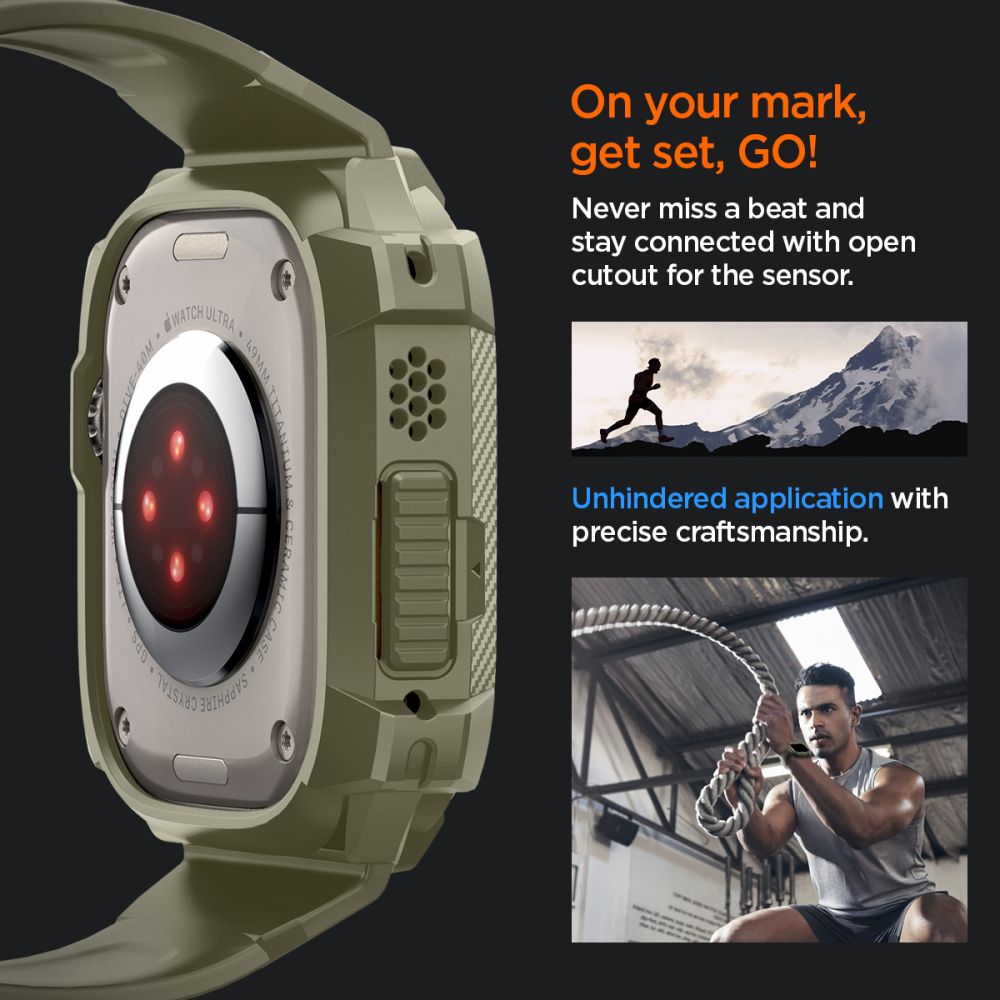 Dirželis Spigen Rugged Armor Pro Apple Watch Ultra 1 / 2 (49 mm), vintažinis chaki -- Apple Watch Ultra (49 mm), Apple...