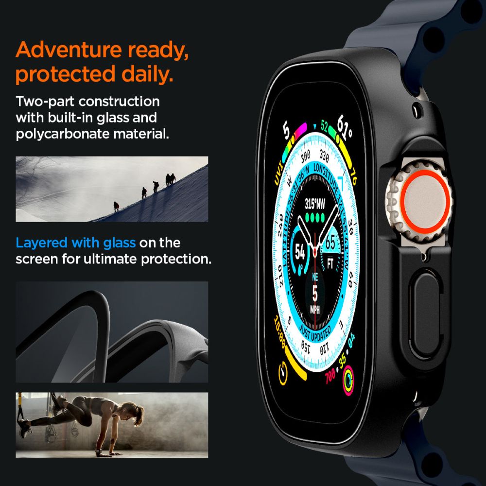 Dėklas Spigen Thin Fit 360 Apple Watch Ultra 1 / 2 (49 mm), juodas -- Apple Watch Ultra (49 mm), Apple Watch Ultra 2 (49 mm)