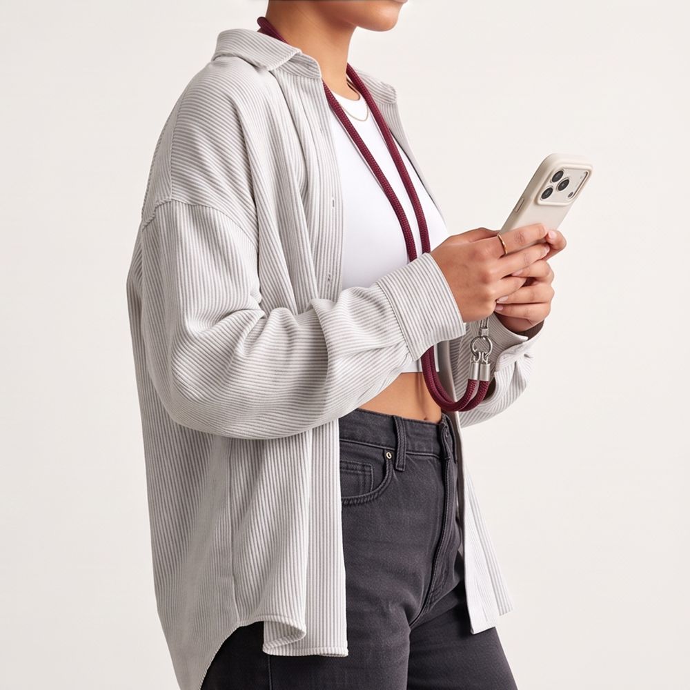 Telefono dirželių rinkinys Tech-Protect C10S Rope Crossbody & Wrist, bordo / titano spalvos -- Uncategorized