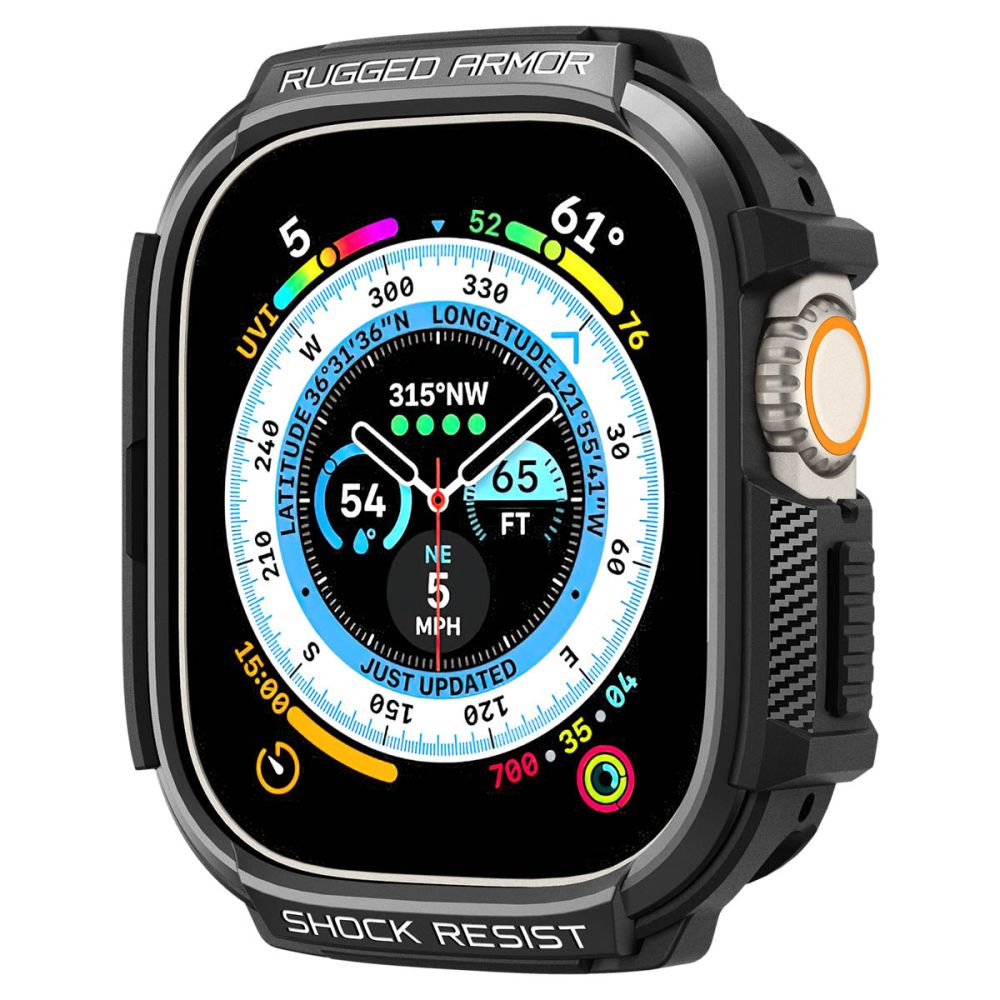 Dėklas Spigen Rugged Armor Apple Watch Ultra 1 / 2 (49 mm), matinis juodas -- Apple Watch Ultra (49 mm), Apple Watch...