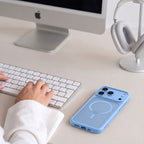 Dėklas Tech-Protect MagPeak MagSafe CC iPhone 17 Pro / 18 Pro, matinis šviesiai mėlynas -- iPhone 17 Pro, iPhone 18 Pro