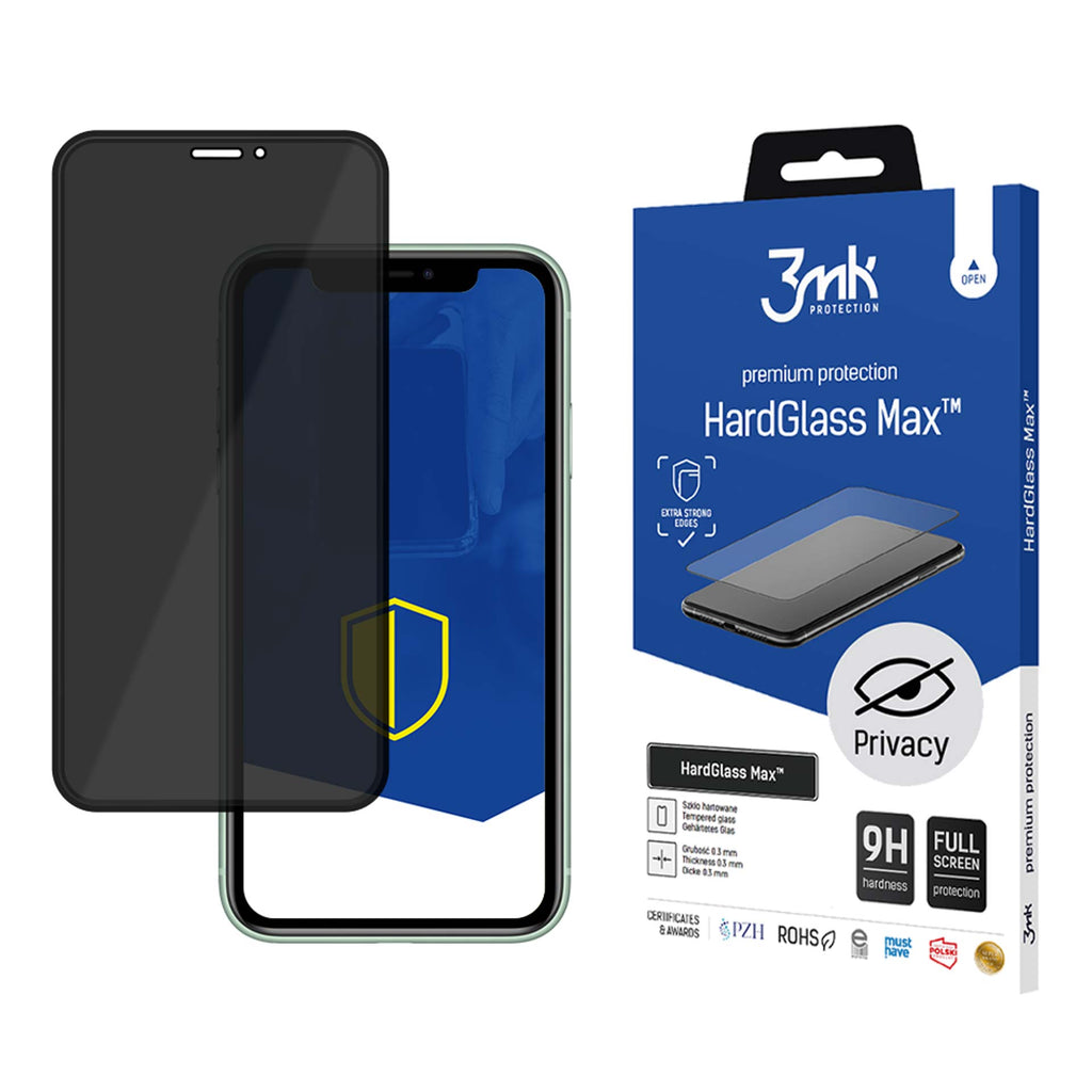 9H 3mk HardGlass Max Privacy™ privatumo stiklas, skirtas iPhone 11 -- iPhone 11
