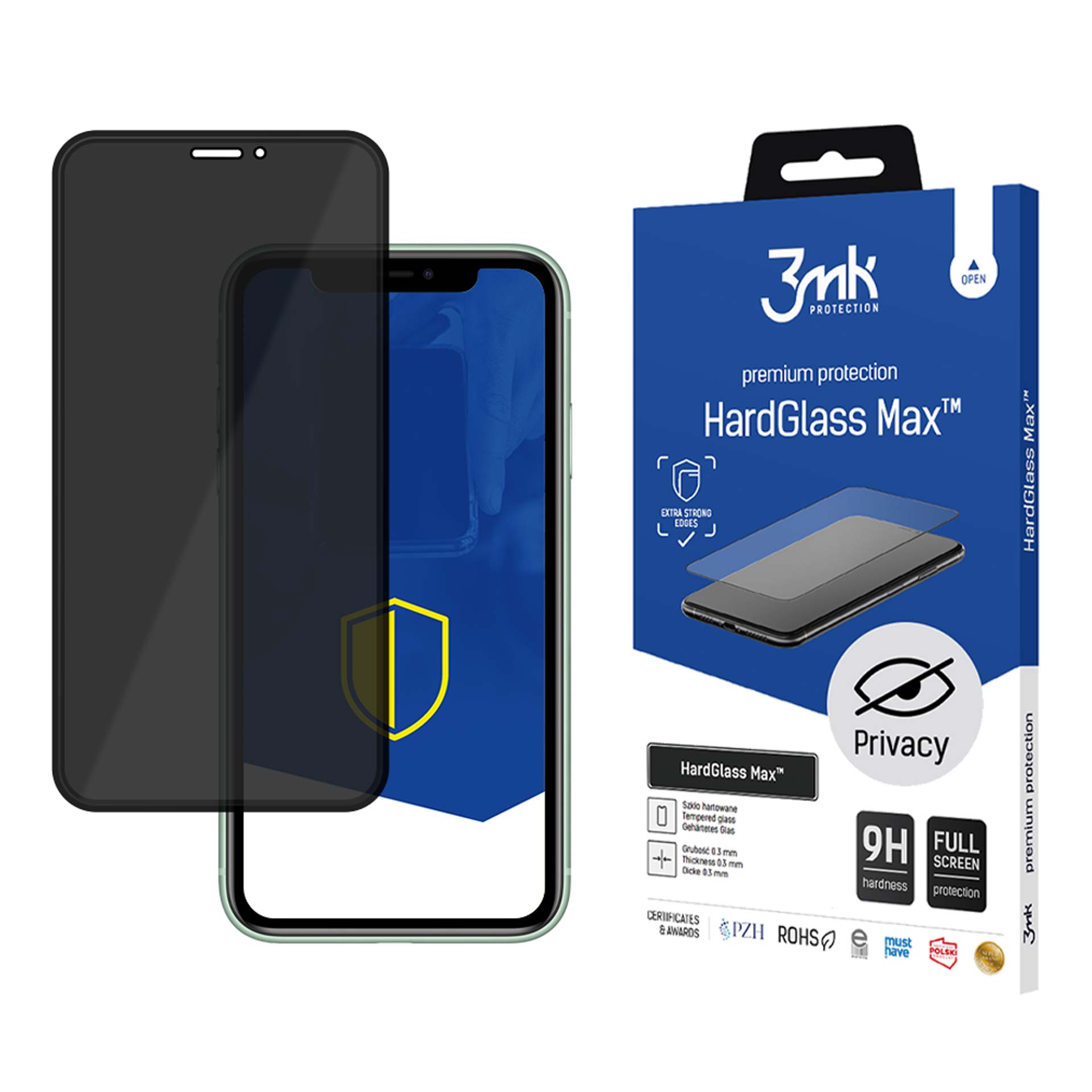 9H 3mk HardGlass Max Privacy™ privatumo stiklas, skirtas iPhone 11 -- iPhone 11