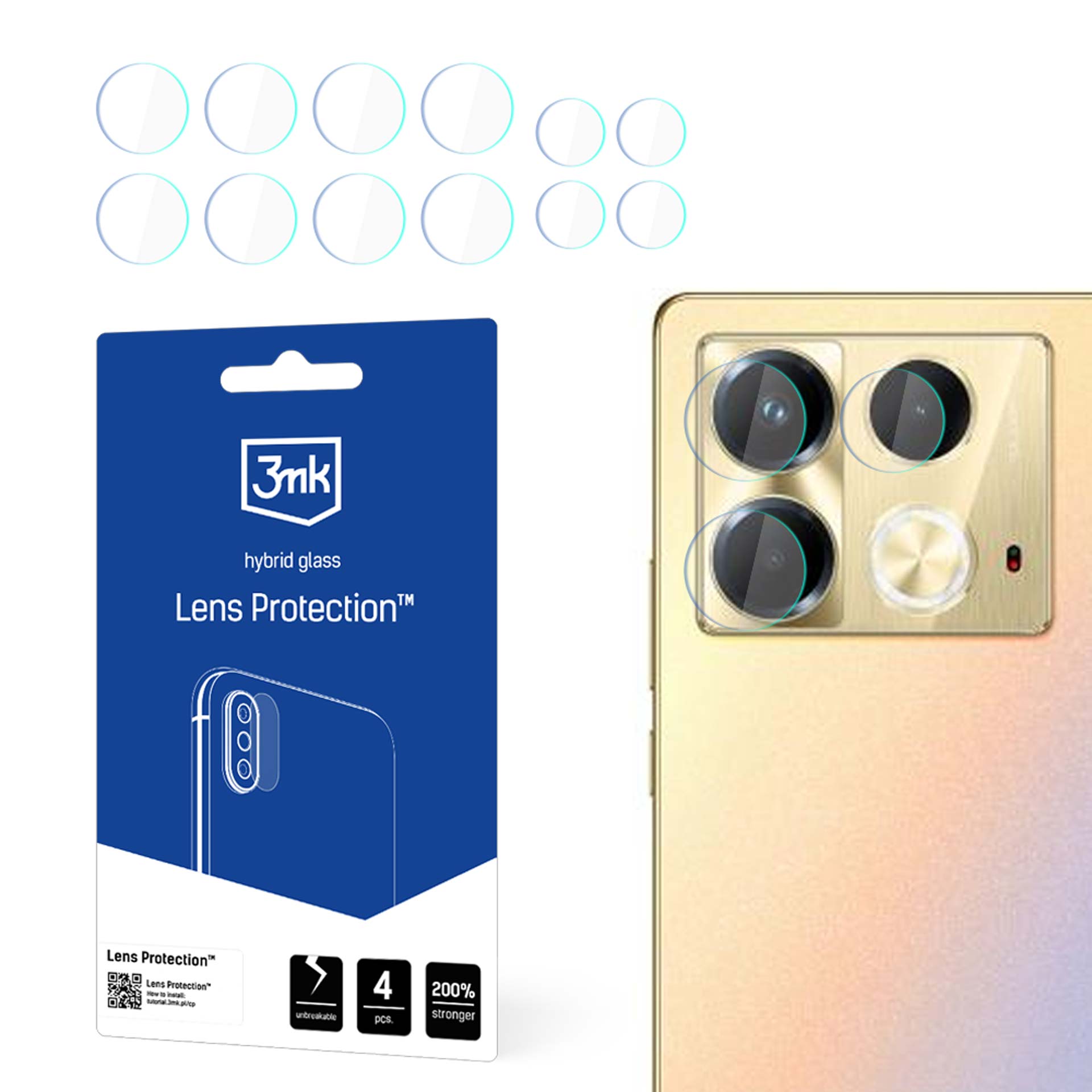 3mk Lens Protection™ hibridinis fotoaparato stiklas, skirtas Infinix Note 40 – skaidrus -- Cell phone tempered glass