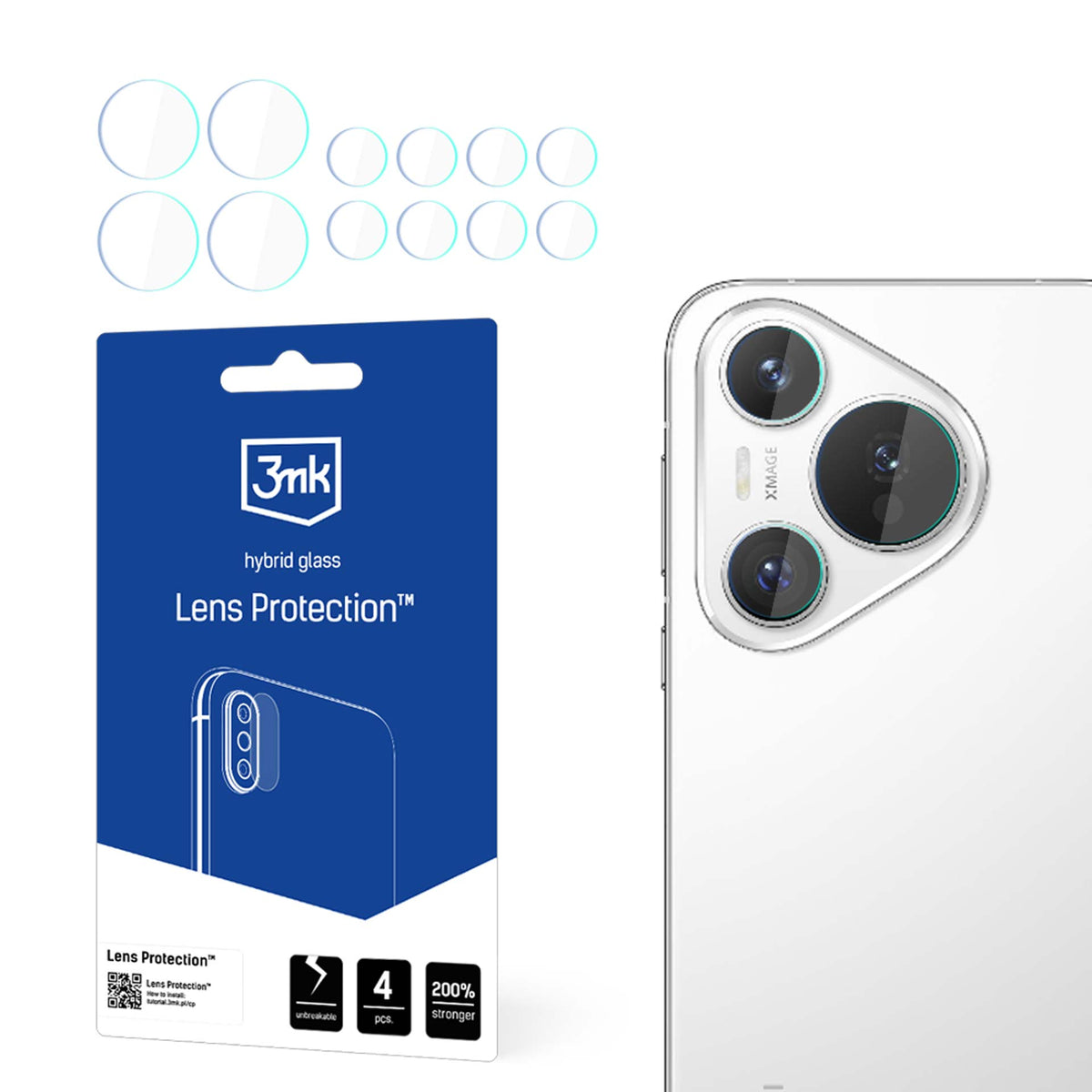 Hibridinis stiklas kameros objektyvui 3mk Lens Protection skirtas Huawei Pura 70 -- Huawei Pura 70