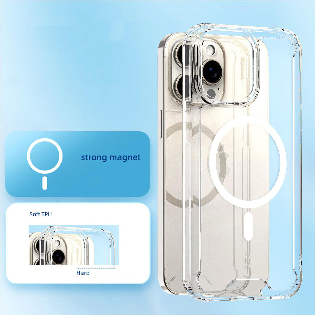 Skaidrus MagSafe dėklas iPhone 16 Pro Max – Clear Corner