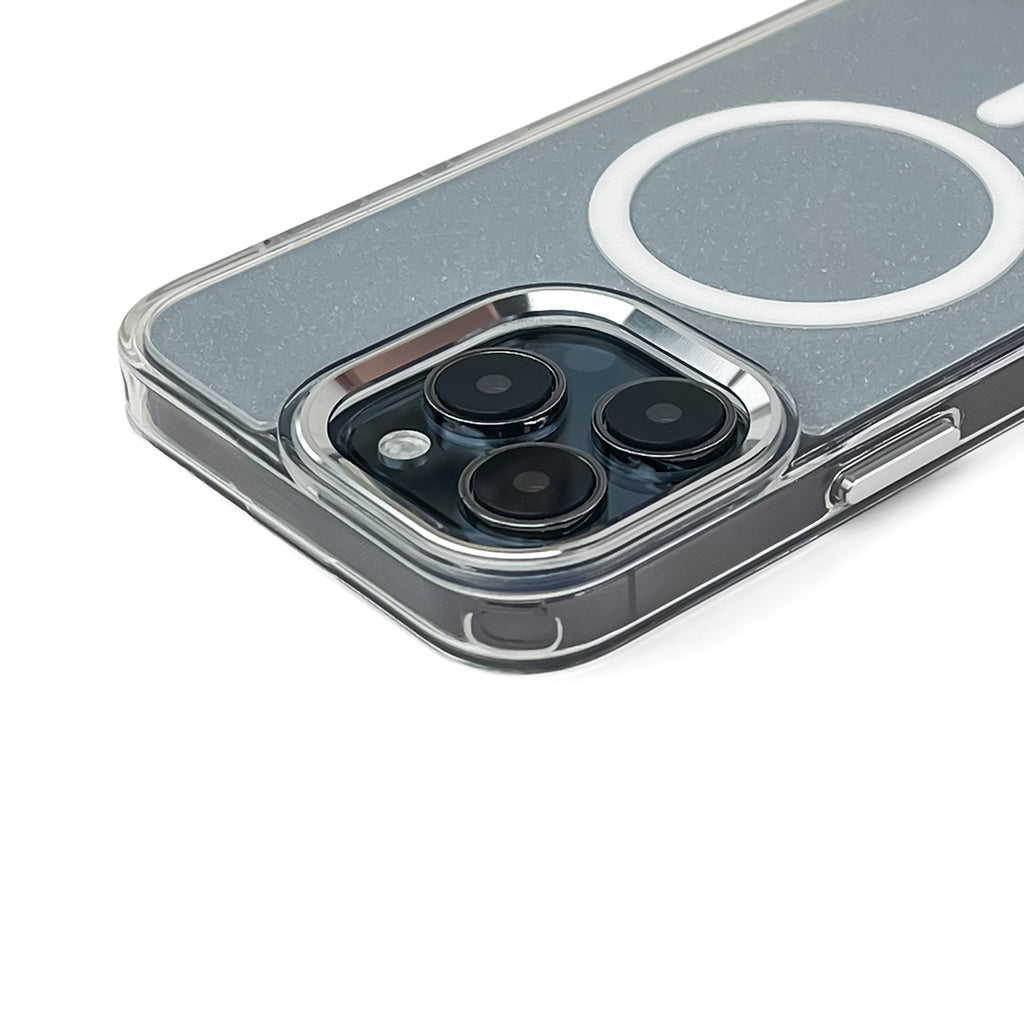 Skaidrus MagSafe dėklas iPhone 16 Plus – su blizgučiais