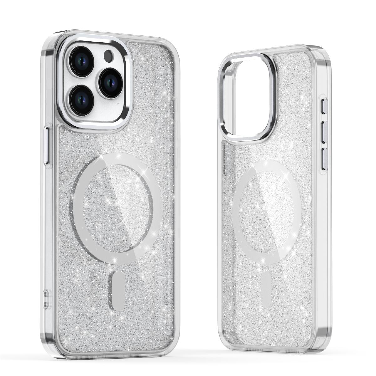 MagSafe blizgus dėklas iPhone 16 Pro Max – baltas