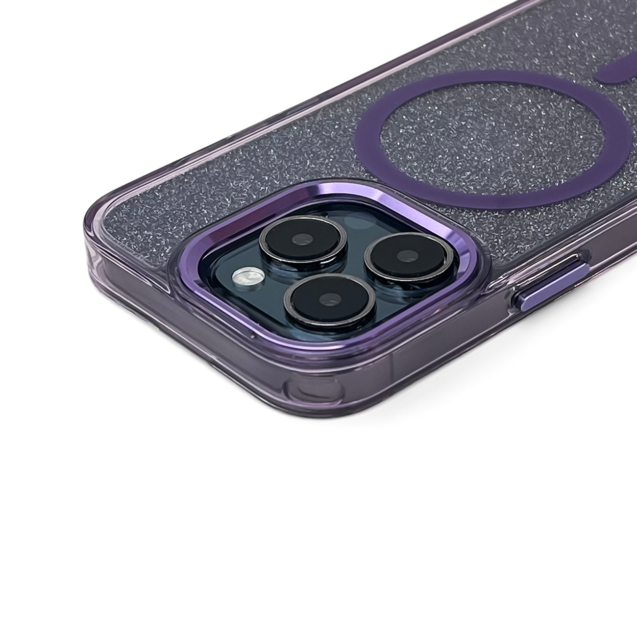 MagSafe dėklas iPhone 16 Pro – violetinis su blizgučiais