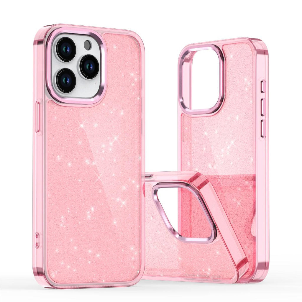 Blizgus dėklas iPhone 16 Pro – rožinis