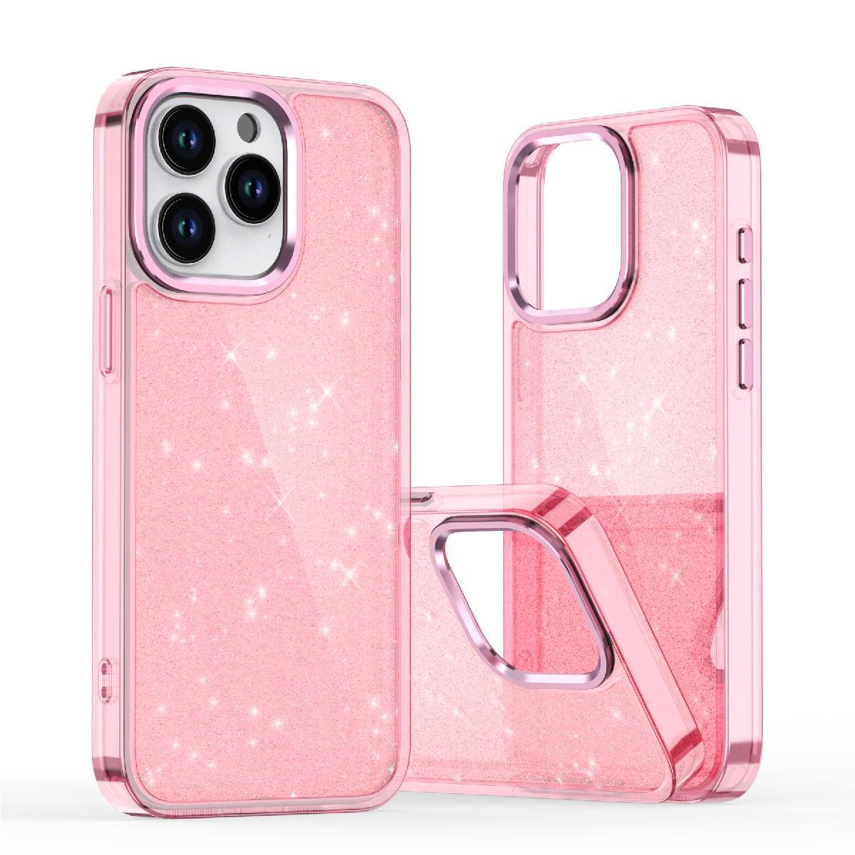 Blizgus dėklas iPhone 16 Pro – rožinis