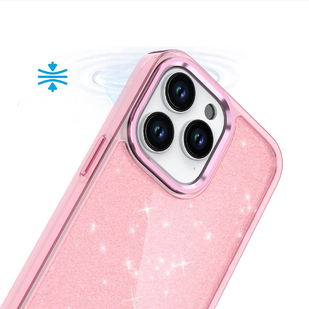 Blizgus dėklas iPhone 16 Pro – rožinis