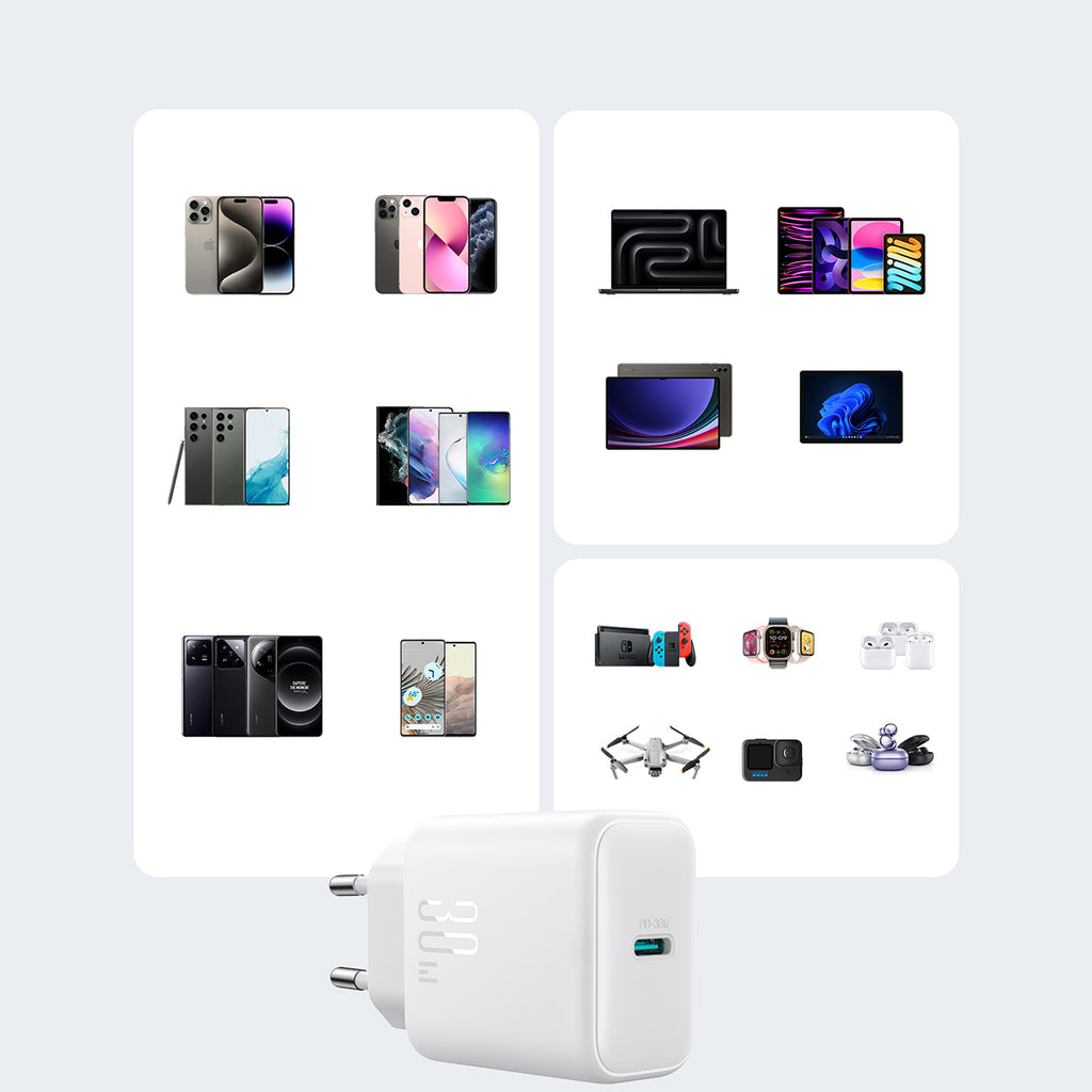 Joyroom JR-TCF24 USB-C PD 30W QC SFC tinklo įkroviklis - baltas