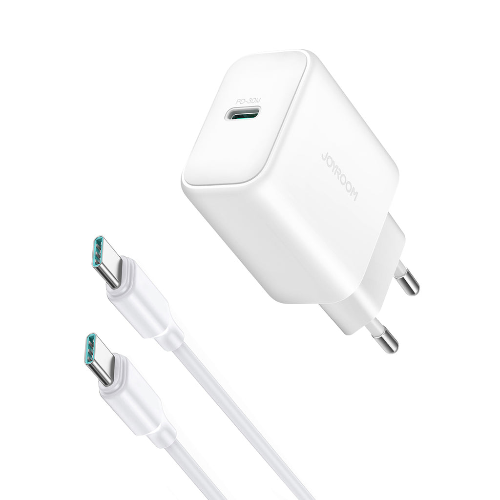 Joyroom JR-TCF24 USB-C PD 30W QC SFC tinklo įkroviklis + 1m USB-C laidas - baltas