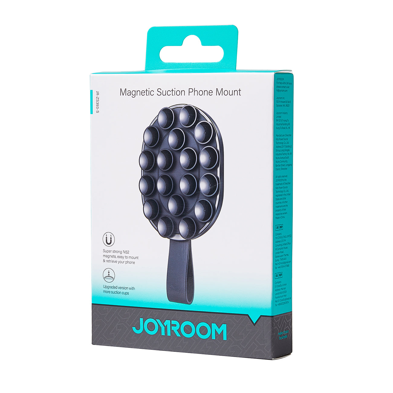 Joyroom magnetinis laikiklis JR-ZS393-S su siurbtukais 4.7-7" telefonui, juodas ir oranžinis