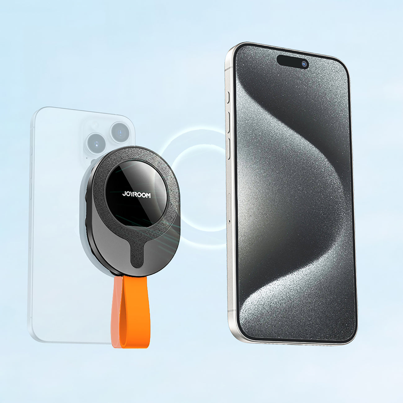 Joyroom magnetinis laikiklis JR-ZS393-S su siurbtukais 4.7-7" telefonui, juodas ir oranžinis