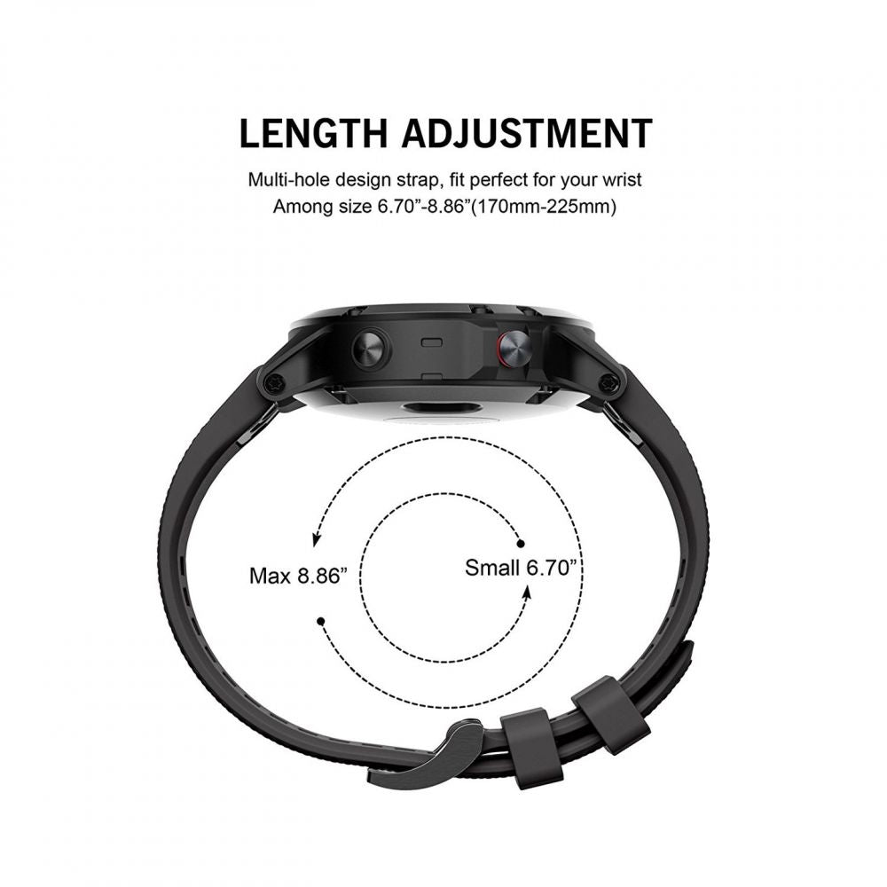 Tech-Protect Smooth dirželis, skirtas Garmin Fenix ​​3 / 5X / 3HR / 5X Plus / 6X / 6X Pro / 7X - juodas -- Watch Straps