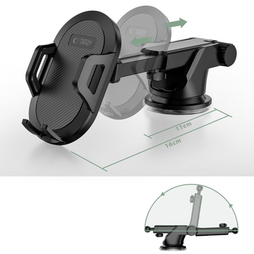 Tech-Protect automobilinis telefono laikiklis V1 priekiniam stiklui / kokpitui, juodas -- Cell phone holders