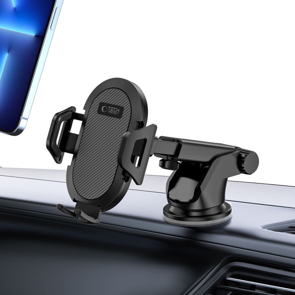 Tech-Protect automobilinis telefono laikiklis V1 priekiniam stiklui / kokpitui, juodas -- Cell phone holders