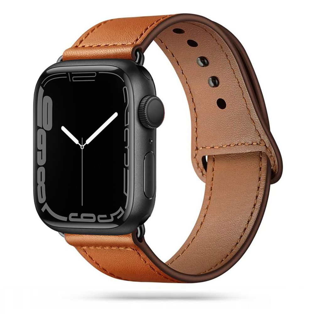 Tech-Protect LeatherFit dirželis, skirtas Apple Watch 4/5/6/7/8/9/SE/Ultra 1/2 (42/44/45/49 mm) – ruda -- Apple Watch 4